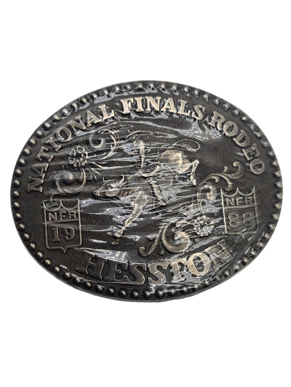 1988 National Finals Rodeo NFR Belt Buckle Bull Rider Hesston NOS Cowboy Vintage